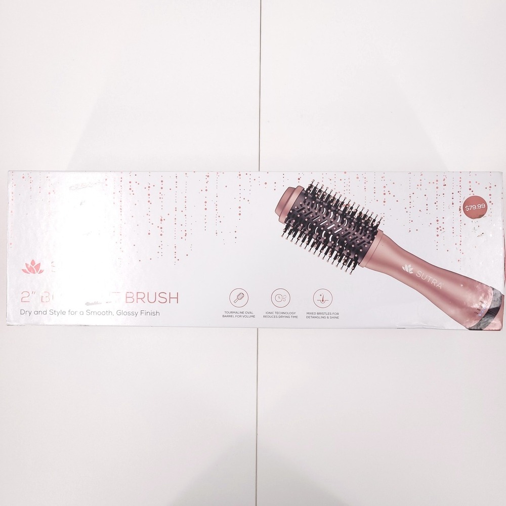 Sutra Blowout Brush 2" Tourmaline Oval Volume Hair Dryer Ceramic Ionic Pink Open